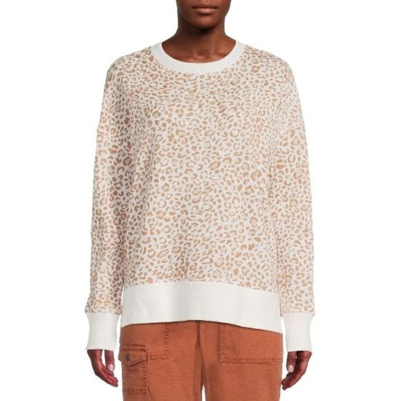 Women's Relaxed Fit Leopard Print Sweatshirt Size L - Picture 3 of 6